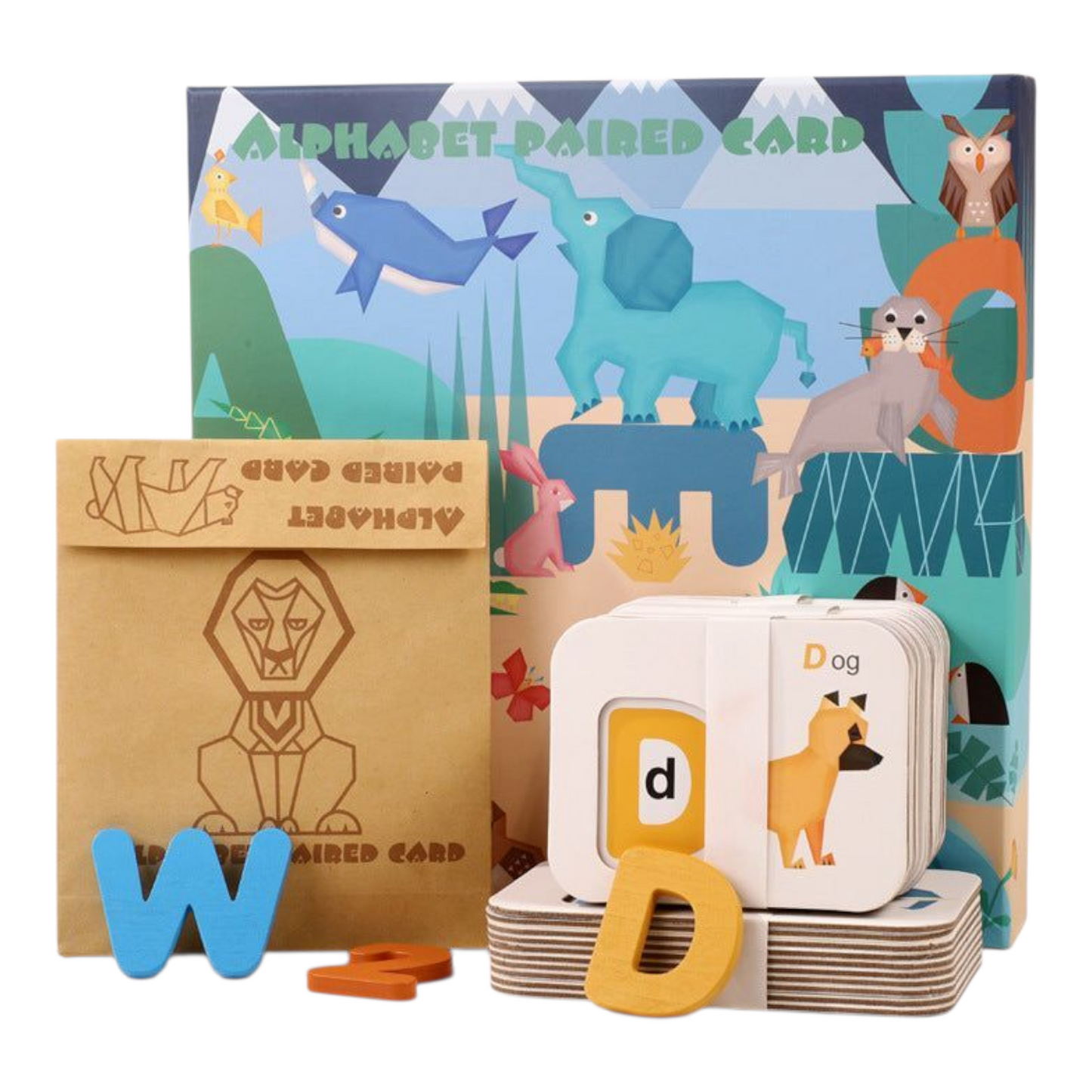 Wooden Alphabet & Animal Matching Flash Cards – Baby Memory & Learning Toy