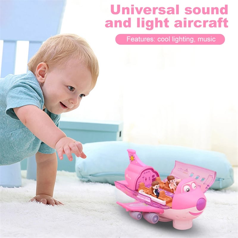 360° Rotating Light-Up Electronic Airplane Toy for Kids Ages 3+ with Sound Effects