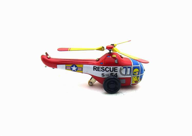 Rescue S-54 Wind-Up Tin Helicopter – Mini Retro Small Toy