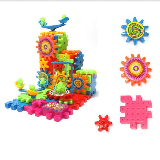 Colorful toy gear set with various gears on a white background-Greater Toys Store