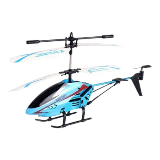 Toy helicopter with blue body and black propellers on a white background - Greater Toys Store