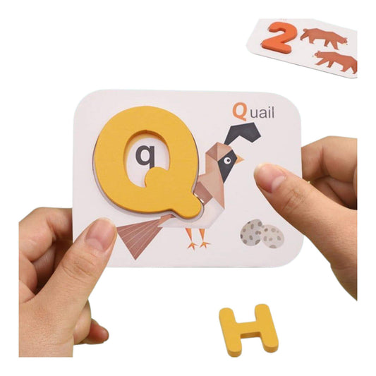 Card with letter 'Q' and illustration of a quail, held by hands with additional letters on a white background-Greater Toys Store