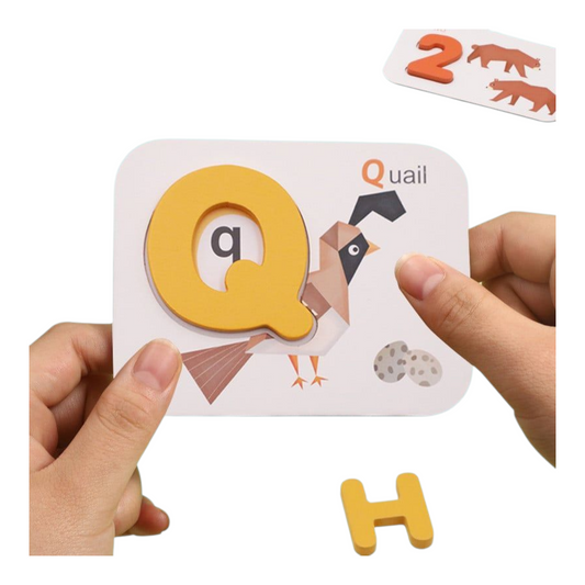Wooden Alphabet & Animal Matching Flash Cards – Baby Memory & Learning Toy