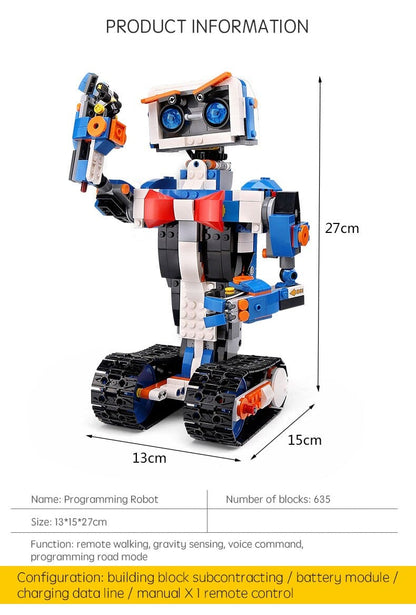 Interactive STEM Programmable Remote Control Robot Building Blocks Learning Kit
