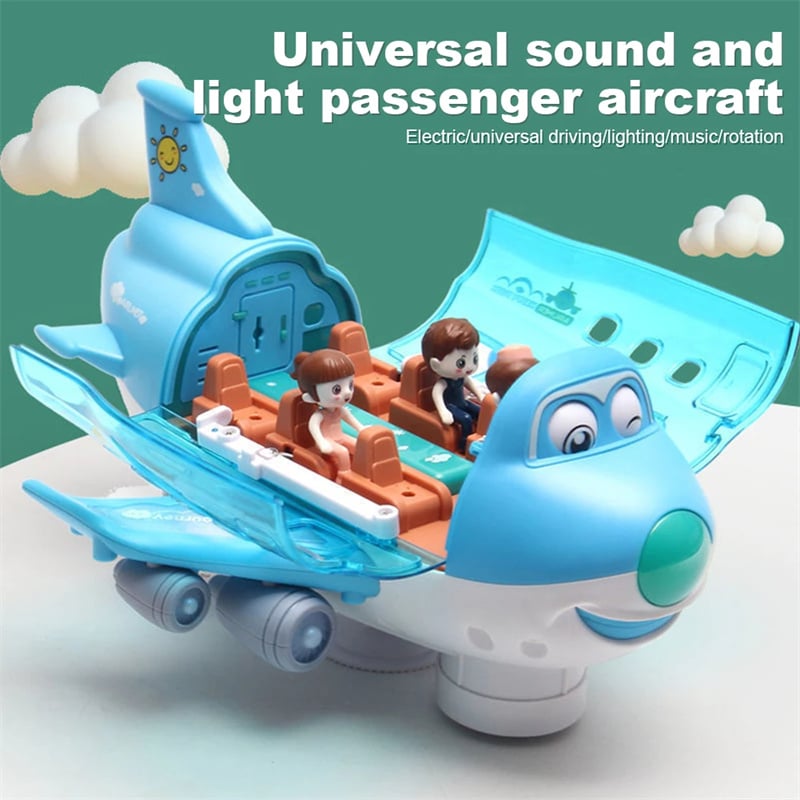 360° Rotating Light-Up Electronic Airplane Toy for Kids Ages 3+ with Sound Effects