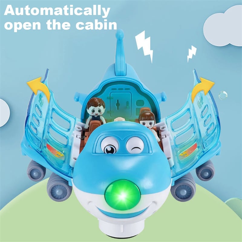 360° Rotating Light-Up Electronic Airplane Toy for Kids Ages 3+ with Sound Effects
