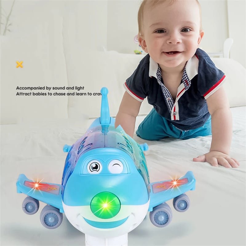 360° Rotating Light-Up Electronic Airplane Toy for Kids Ages 3+ with Sound Effects