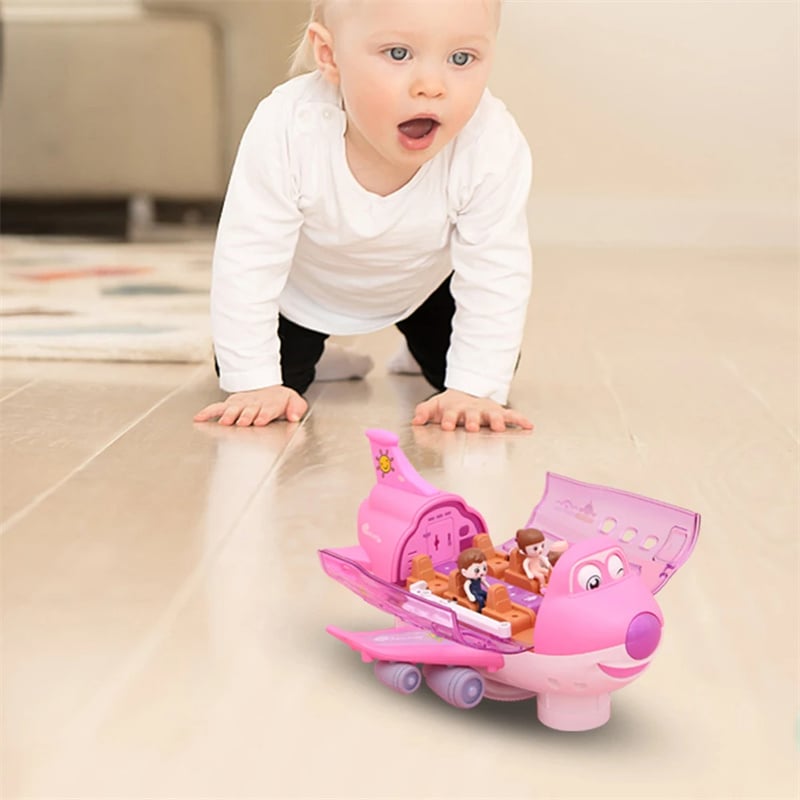 360° Rotating Light-Up Electronic Airplane Toy for Kids Ages 3+ with Sound Effects