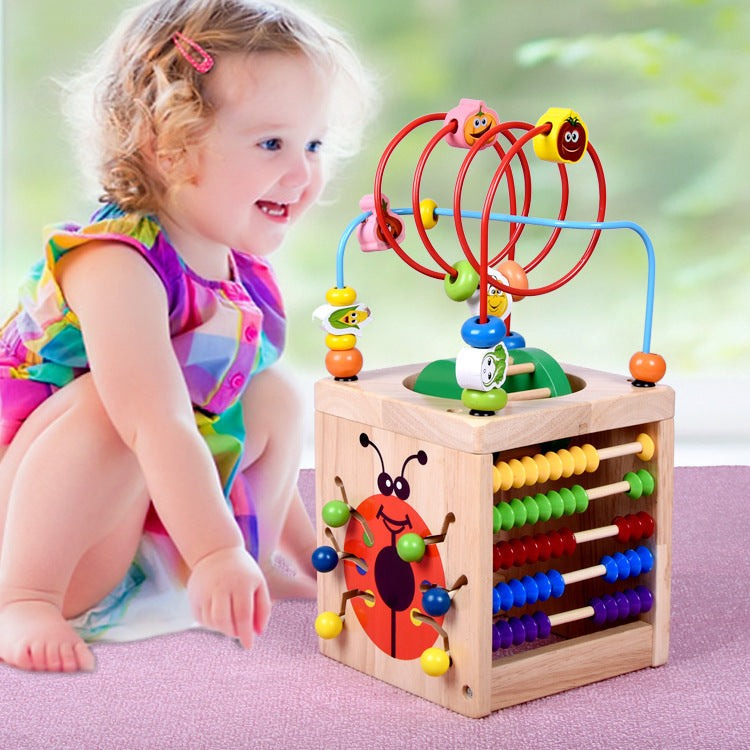 Wooden Multi-Function Activity Center – Puzzle & Bead Maze for Children
