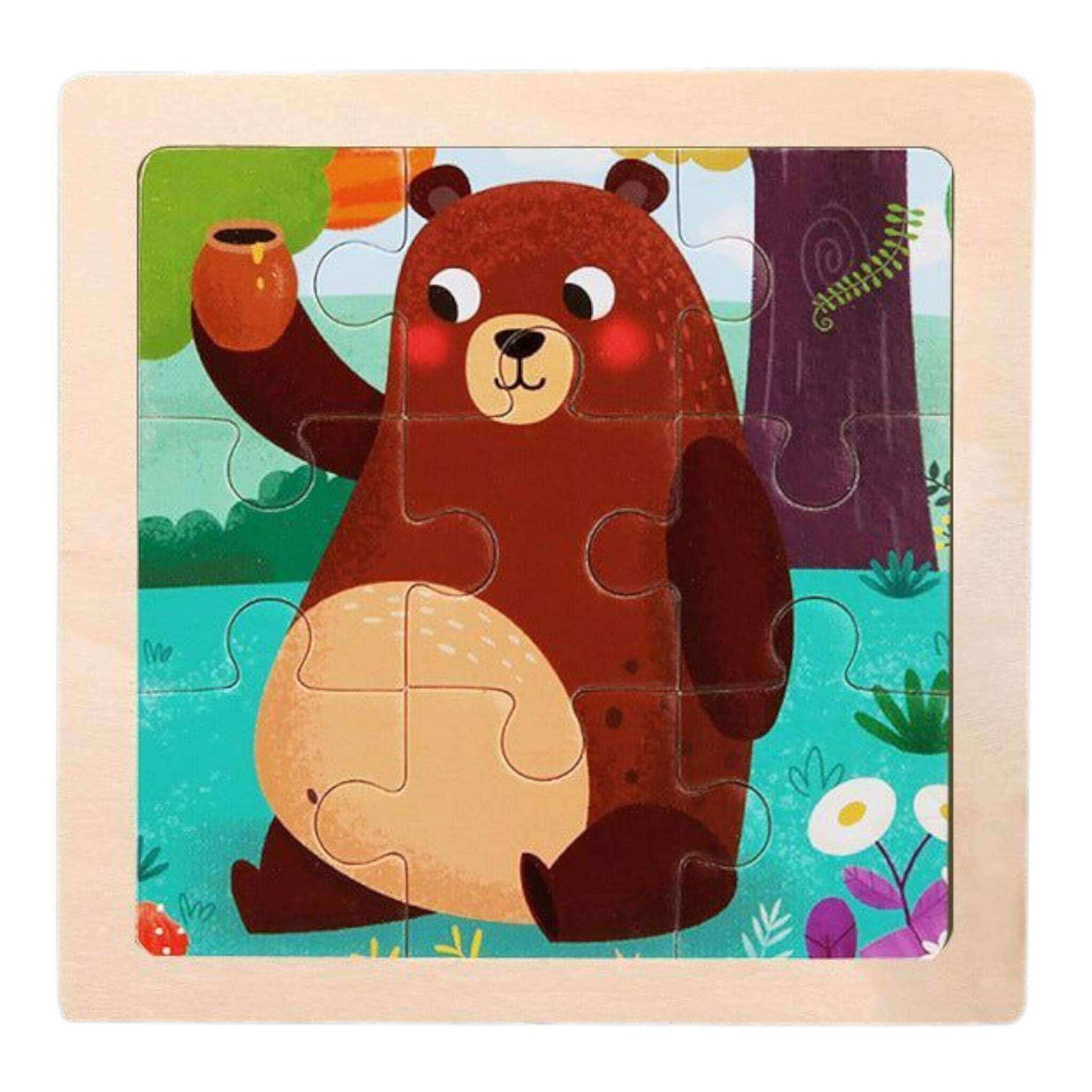 Children's puzzle with a bear design on a colorful background-Greater Toys Store