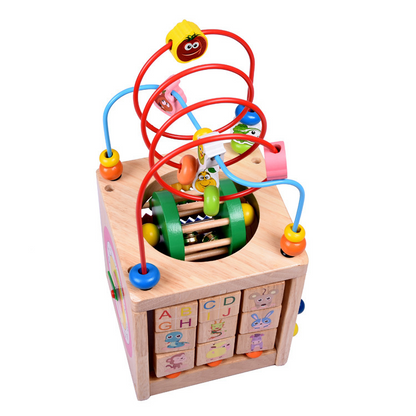 Wooden Multi-Function Activity Center – Puzzle & Bead Maze for Children