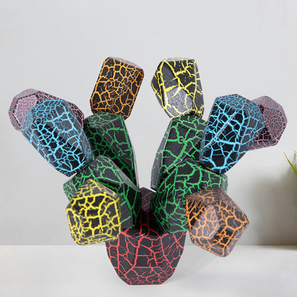 Rainbow Cactus Wooden Stacking Toy - Educational Building Blocks for Kids