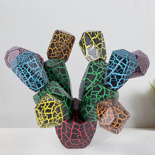 Rainbow Cactus Wooden Stacking Toy - Educational Building Blocks for Kids