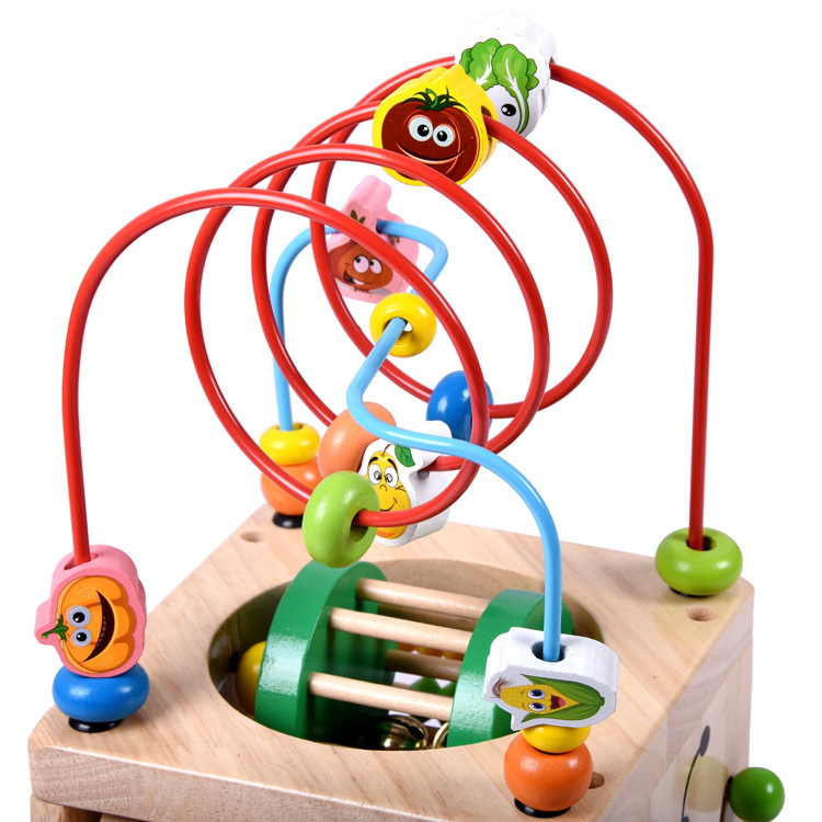 Wooden Multi-Function Activity Center – Puzzle & Bead Maze for Children