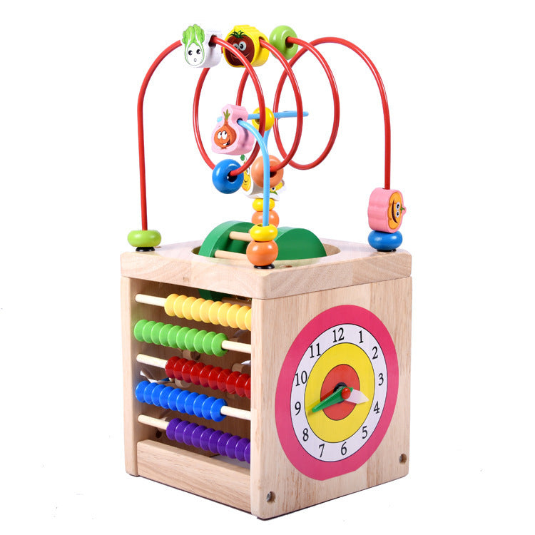 Wooden Multi-Function Activity Center – Puzzle & Bead Maze for Children