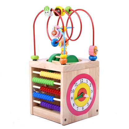 Wooden Multi-Function Activity Center – Puzzle & Bead Maze for Children