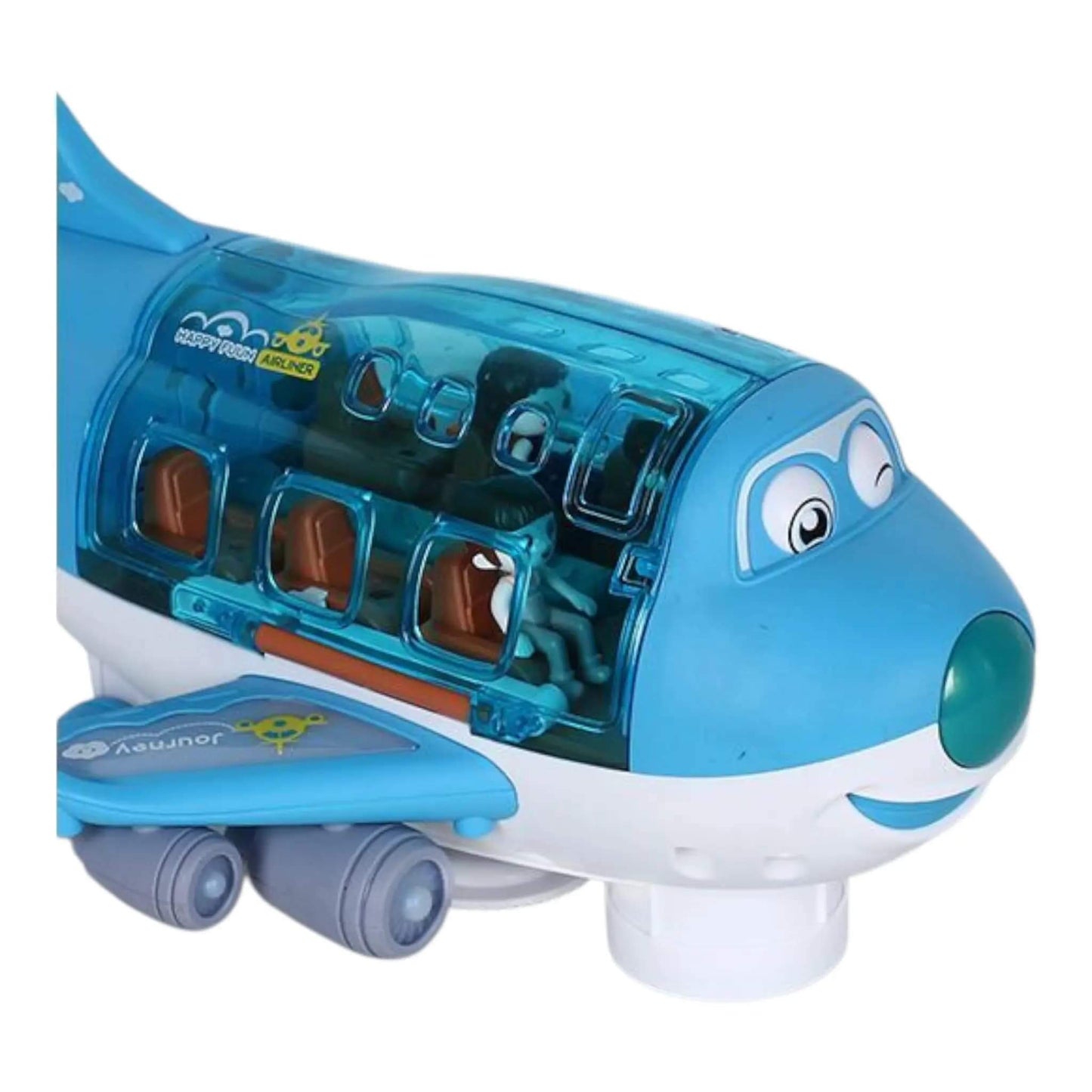 Toy airplane with a blue body and white face on a white background-Greater Toys Store