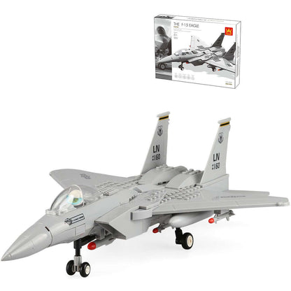 Model of an F15 fighter jet with a packaging box in the background - Greater Toys Store
