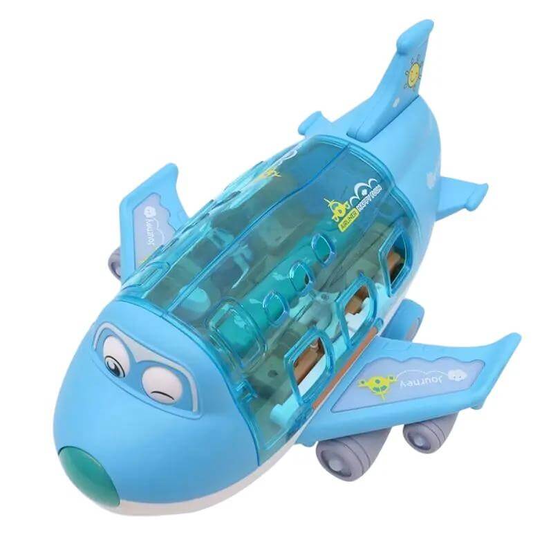 Blue toy airplane with a face on a white background-Greater Toys Store