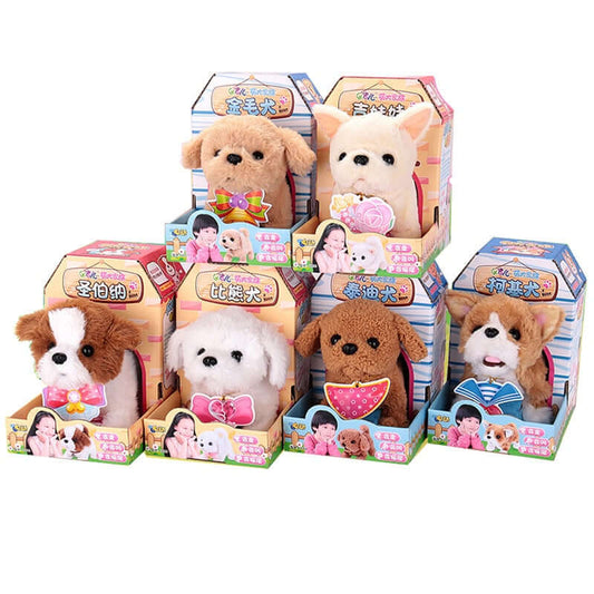 Plush dog toys in colorful boxes on a white background—Greater Toys Store