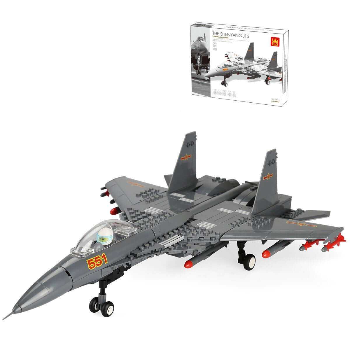 Toy model of fighter jet J15 with a packaging box on a white background - Greater Toys Store