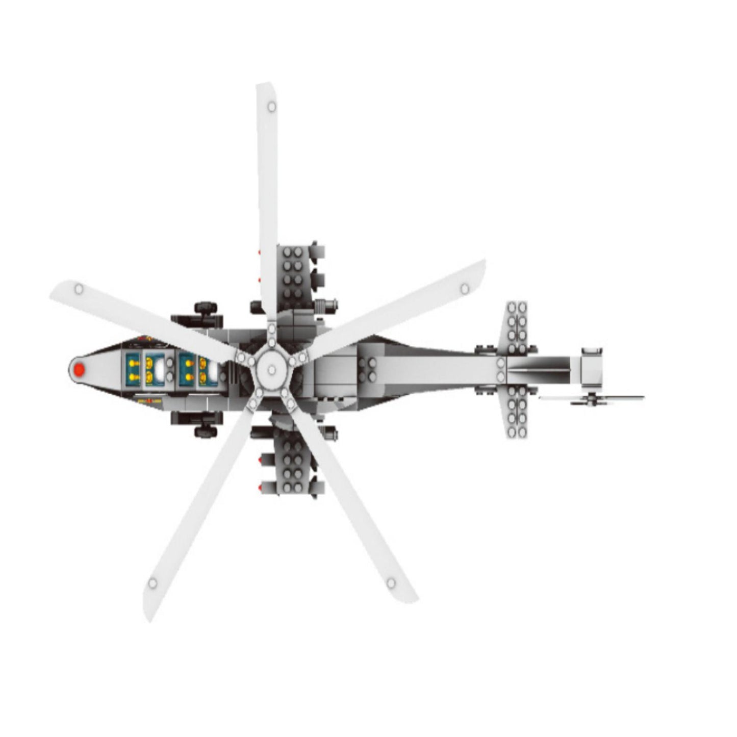 Model of a helicopter made from building blocks on a white background - Greater Toys Store
