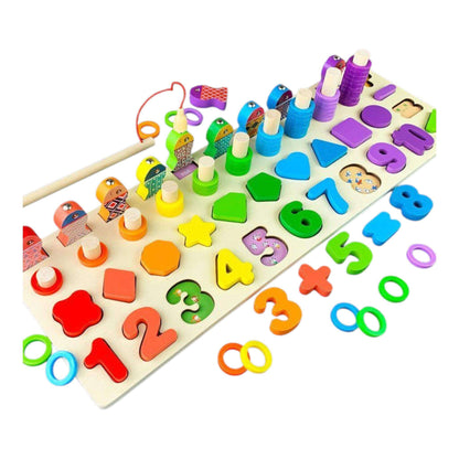 Colorful educational toy with numbers, shapes, and a fishing rod on a white background-Greater Toys Store