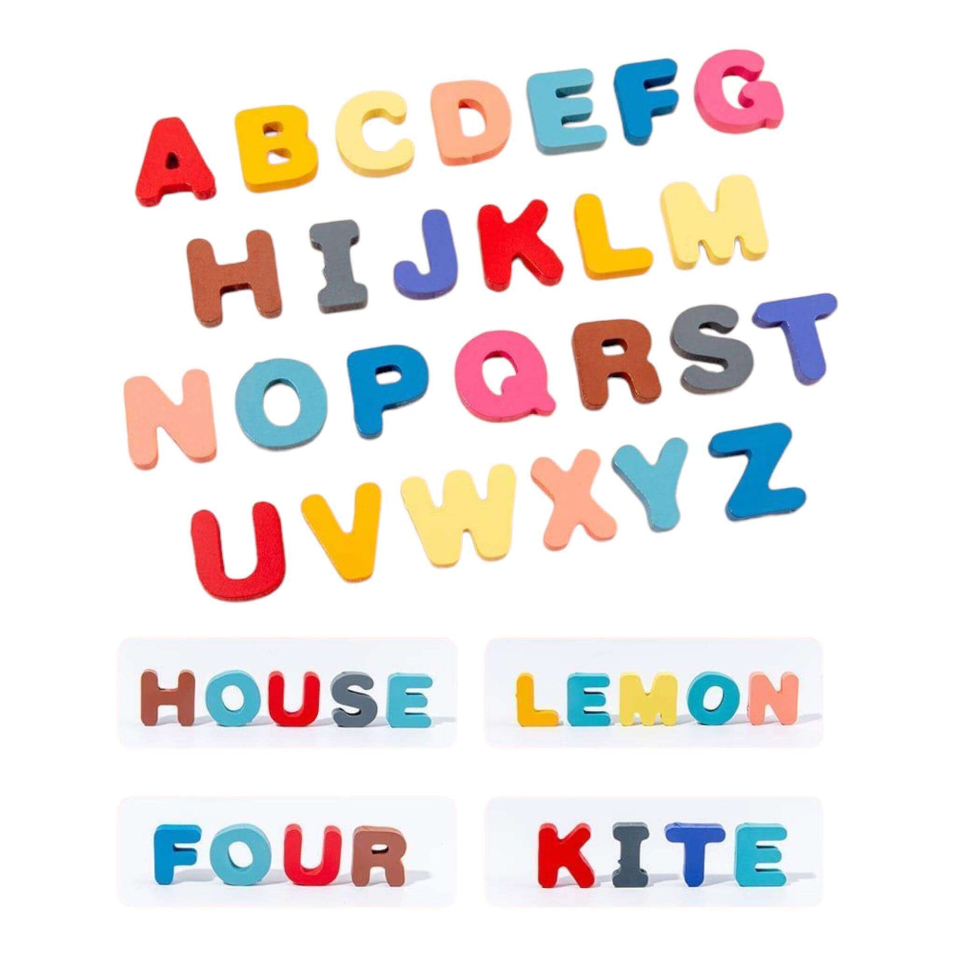 Colorful alphabet letters and word magnets on a white background-Greater Toys Store