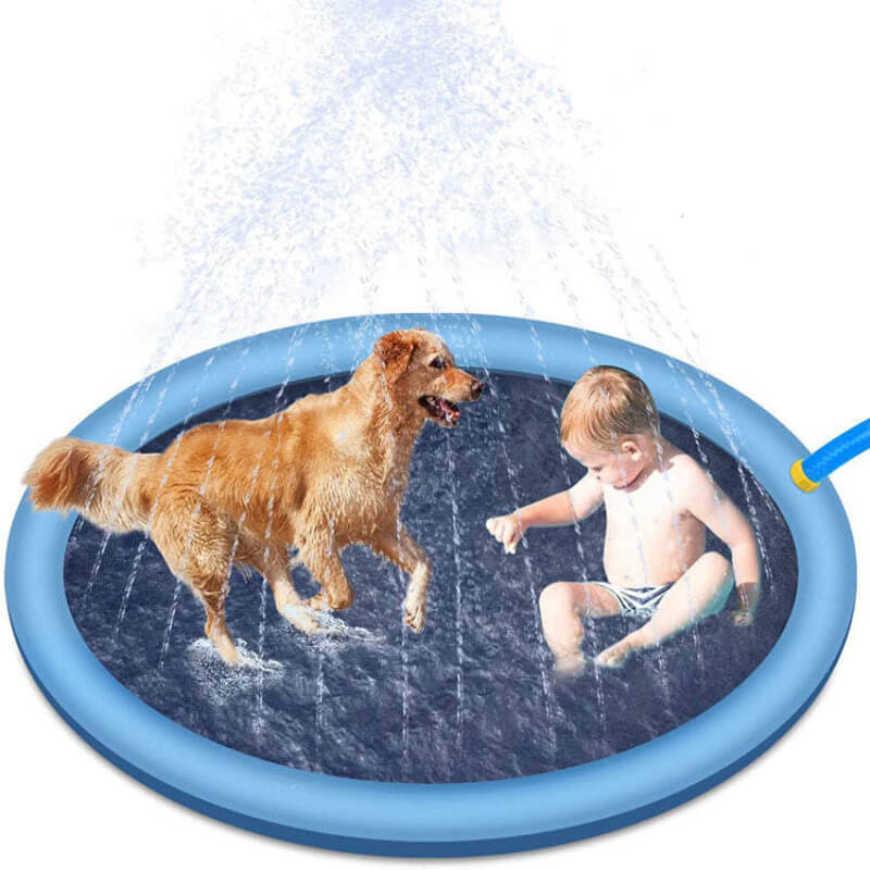 Inflatable water play mat with a dog and child playing on it - Greater Toys Store