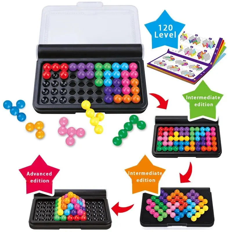 120 Challenges 2D & 3D Puzzle Board IQ Smart Game for All Ages
