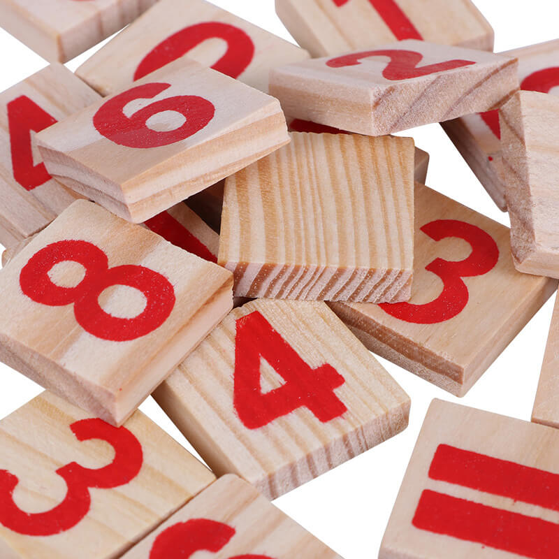 Wooden blocks with red numbers on a white background - Greater Toys Store