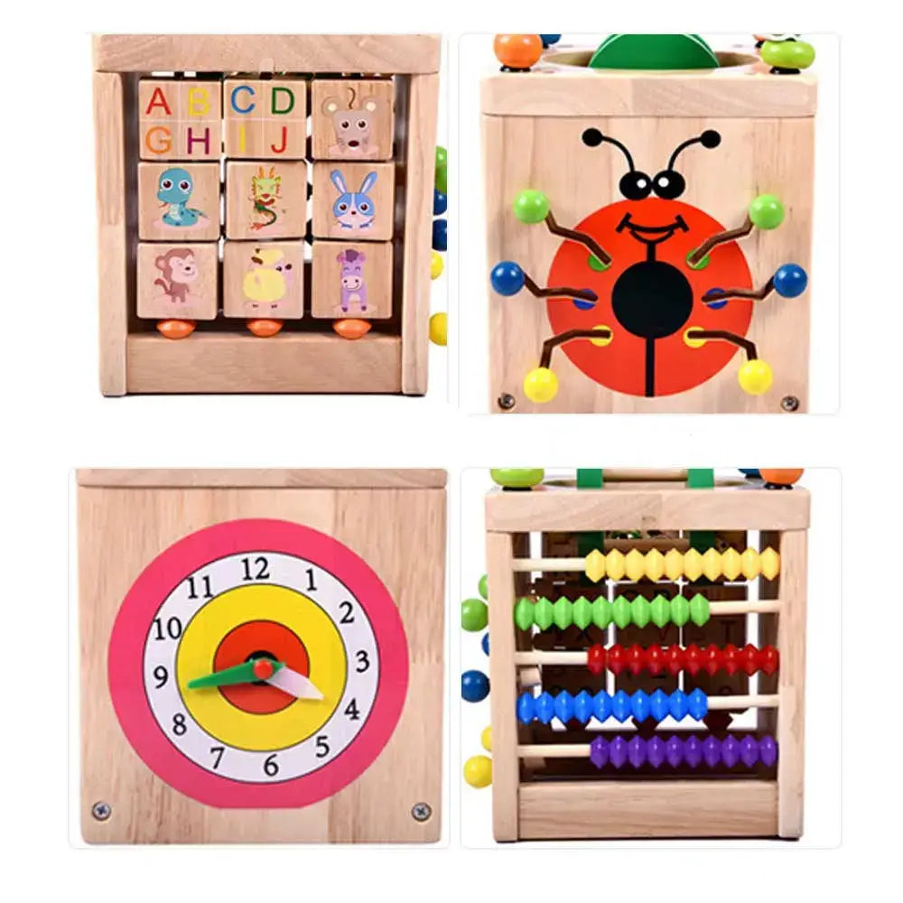 Set of educational wooden toys including blocks, a clock, and an abacus-Greater Toys Store