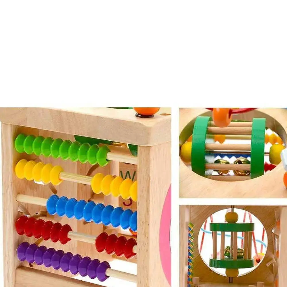 Wooden abacus with colorful beads on a white background-Greater Toys Store