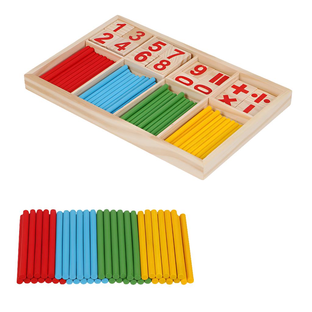 Wooden educational toy with colorful sticks and number blocks on a white background - Greater Toys Store