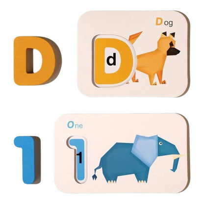 Educational children's cards with letters, numbers, and animals on a white background-Greater Toys Store