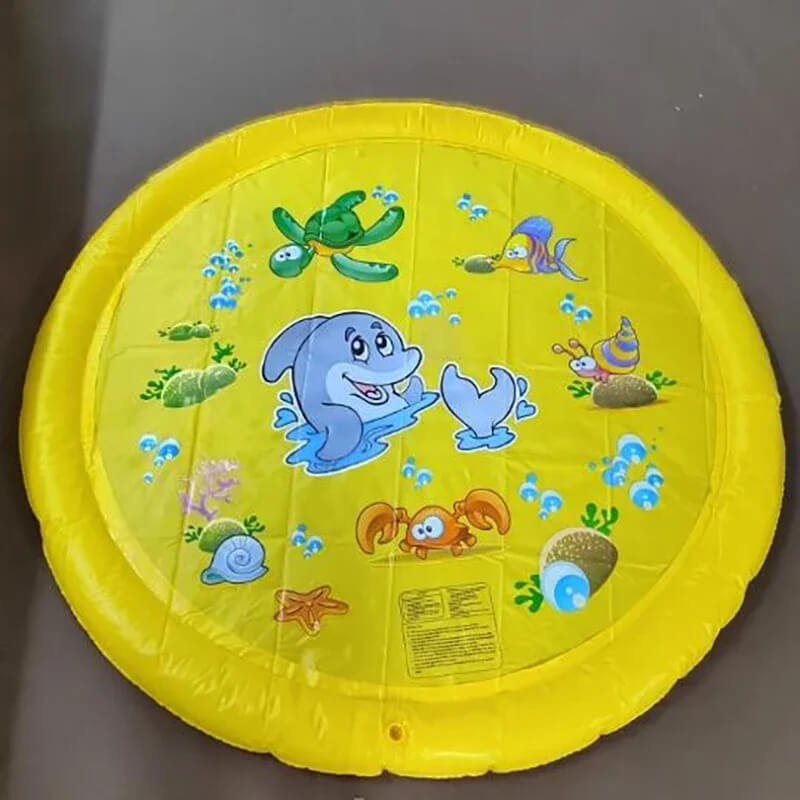 Yellow inflatable pool with cartoon sea animals on a gray background - Greater Toys Store