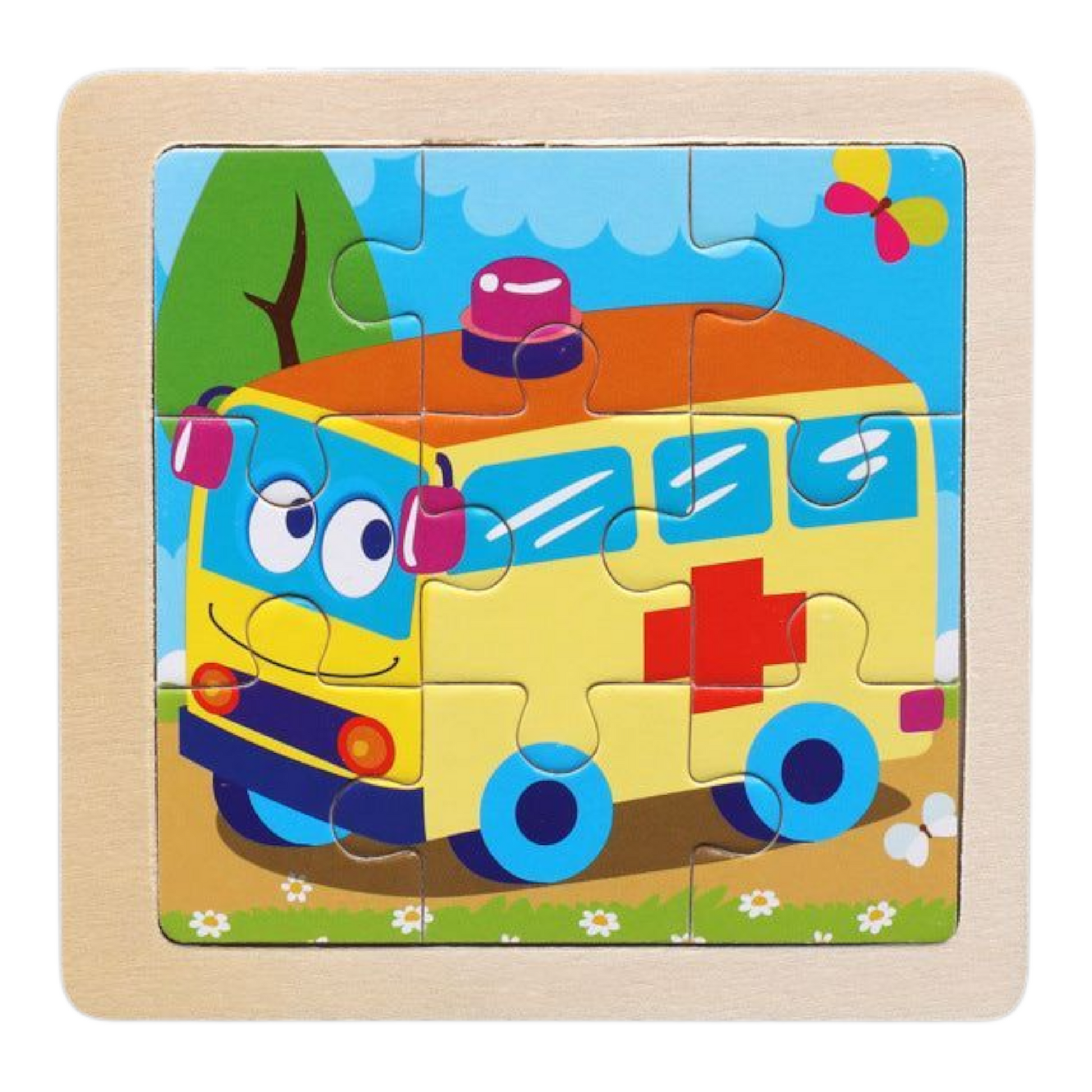 3D Wooden Animal Vehicle Puzzle – 9-Piece Educational Toy for Toddlers Little Kids Greater Toys Store