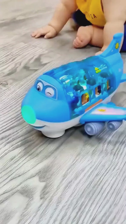 360° Rotating Light-Up Electronic Airplane Toy for Kids Ages 3+ with Sound Effects